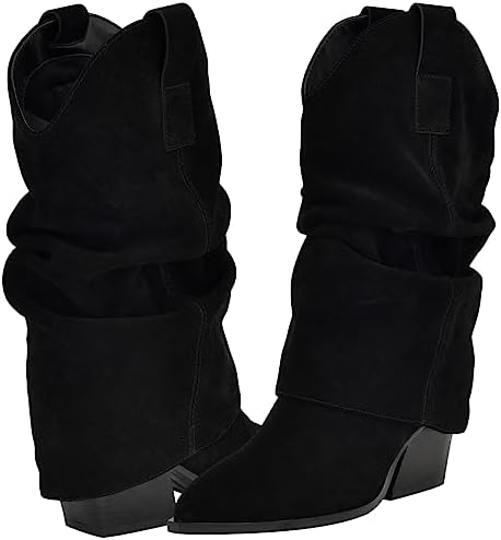 NINE WEST Women's Wilton Western Boot, Black 001, 7 | Image 5