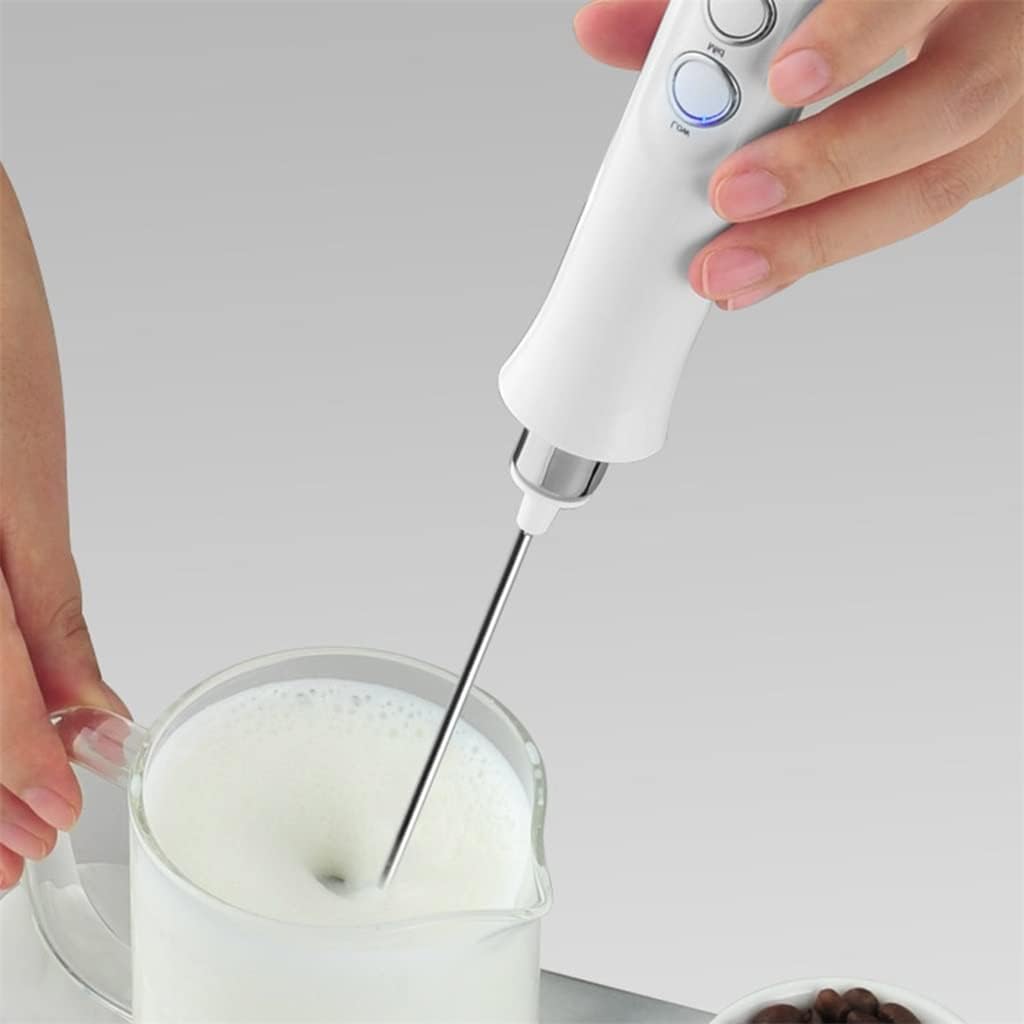 3-Speeds Electric Whisk Coffee Milk Drink Frother Foamer Mixer USB Rechargeable Handheld (A (A As the picture shows)