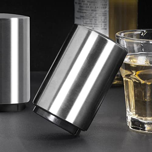 Abridor automático de garrafas de cerveja com apanhador magnético de tampa, aço inoxidável, prata