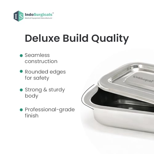 Image of IS IndoSurgicals Stainless Steel Instrument Tray with Cover, Deluxe Quality (1, 8 inchX3 inchX1.5 inch)