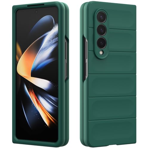 Funda Silicona Compatible con Samsung Galaxy Z Fold 4, Protectora de Cuerpo Completo, Antigolpes Carcasa, Protección Lente Cámara, Tacto Duro y Sedoso Caso (Verde Oscuro)