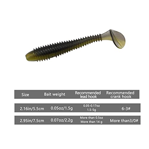 Zruoyi Paddle Tail Swimbaits 2 Inch Two-Tone Color Swim Baits 40 Pcs Fishing Worms With 5 Color Soft Plastic Bass Lure Baits #TOP4