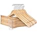 HKLIVE Solid Wooden Hangers Adult Size Non-Pants Bar Coat Hangers Natural Color 30 Pack