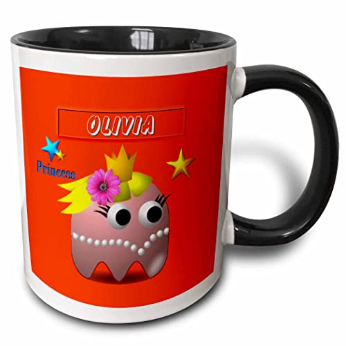 3dRose Princess Olivia - SmudgeArt Name Designs 11oz Two-Tone Black Mug