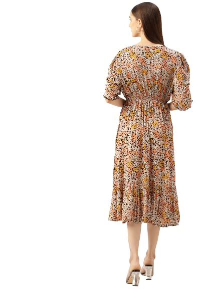 Image of Wisstler Women Midi Dress with Lining,Fashion Dress,MIDI Length Dress