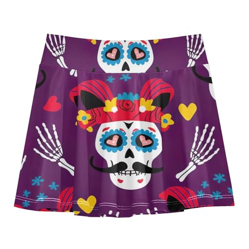 Tennis Skirts Kids Colorful Day Dead Skulls Purple Athletic Shorts Girls Skorts Navy Flowy Skirt 4t