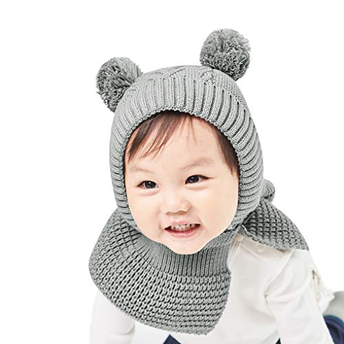 Kids Toddler Baby Winter Hat Thermal Knitted Hat Thick Scarf Earflap Hood Scarves Skull Caps Kids Baby Winter Warm Knit Hat Beanie Cap Winter Scarf Neck Ears Warmer Ski Cap for Girls Boys 2-4 Years