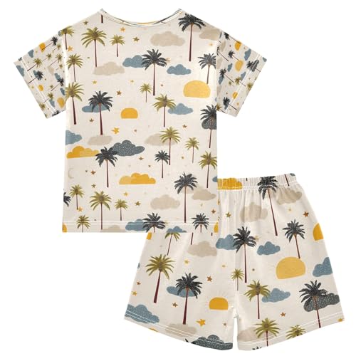 senya Palm Trees Clouds Summer Pajamas Set Short Cotton Sleepwear 2 Piece2