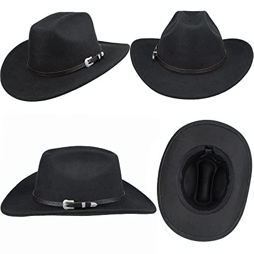 Mealah Classic Western Felt Cowboy Cowgirl Hat For Women Men Wide Brim Belt Buckle Cowboy Hat thumb #6