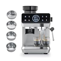 CASO EspressoGourmet & Grind Siebträgermaschine Edelstahl mit Mahlwerk, 20 Bar Ulka Pumpe, Touch-Display, Thermoblock, Vorbrühfunktion, Dampflanze,1,8 l Wassertank, Zubehör
