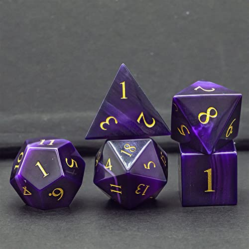 Udixi Gemstone Dnd Dice Set, 7Pcs Purple Agate Stone D&D Dice For Dungeons And Dragons, Polyhedral Dice For Role Playing Mtg Table Games #TOP5
