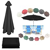 Cubierta de repuesto para sombrilla de mercado al aire libre, 6 u 8 varillas, protección UV, toldo para jardín, piscina, playa, color negro, sombrilla redonda de 2 m