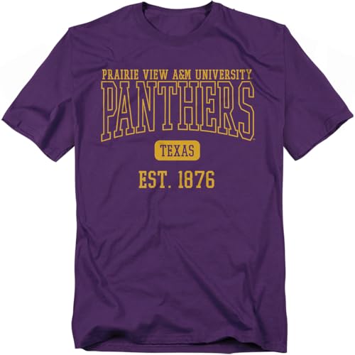 Prairie View A&M University Official Est. Date Short Sleeve Mens Cotton T-Shirt,Purple, Small