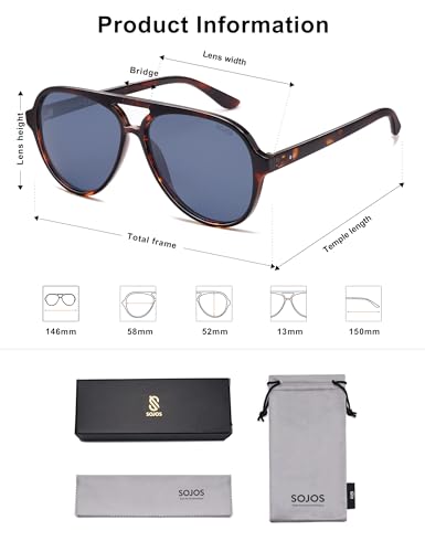 Image of SOJOS Classic Polarized Aviator Sunglasses for Women Men, Retro Trendy Aviators Shades SJ2201