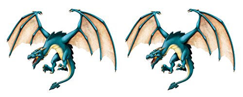 Beistle Jointed Dragons Photo Prop Backdrops, 51" Tall, Set of 2 - Fantasy Wall Decoration, Medieval Themed Party Cut Outs