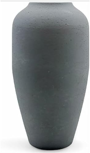 Hosley 11 in High Dark Grey Metal Vase, Ideal for Dried Flowers Gift for Floral Arrangements Wedding Home Spa Votive Candle Gardens