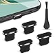 Teaaha 4 Stück Staubstecker Kompatibel mit Phone 14 13 12 X XS XR, Lightning Stöpsel Lightning Dust Plug, Staubschutzhülle mit Reinigungsbürste, Silikon Staubsteckerschutz Ladeanschluss (Schwarz)