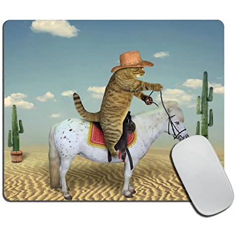 Mouse Pad, Rectangle Cowboy Cat Anti-Slip Rubber Mousepad for Gaming Office Laptop Computer PC Men Women Kids, Cute Custom Pattern 9.5"x7.9"x0.12" Inch(240mm x 200mm x 3mm) Cover