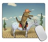Mouse Pad, Rectangle Cowboy Cat Anti-Slip Rubber Mousepad for Gaming Office Laptop Computer PC Men Women Kids, Cute Custom Pattern 9.5'x7.9'x0.12' Inch(240mm x 200mm x 3mm)