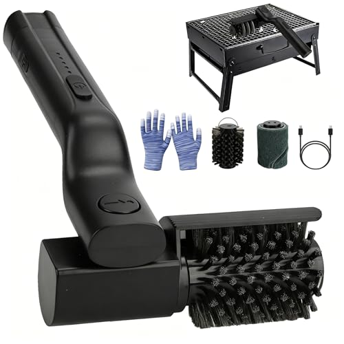 Longzhuo Electric Grill Brush, High Torque Electric Grill Cleaner with 3-Speed Modes, Includes Replacement Brush, Gloves, 2600mAh Rechargeable BBQ Grill Brush for All Grills, Gifts for Men/Dad