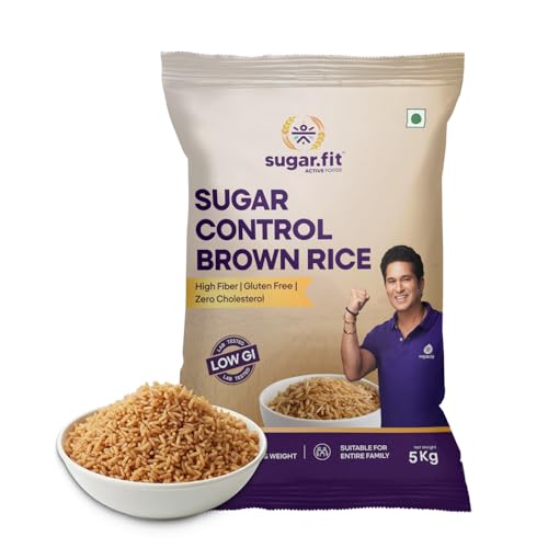 Image of Sugar.fit | Active Foods Sugar Control Low GI Brown Rice 5 Kg (Pack of 1), High Fiber & Gluten-Free, 100% Organic and Natural, Lab-Tested, Diabetes-Friendly Rice for Weight Management and Balanced Blood Sugar