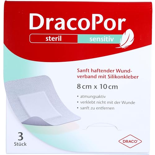 DracoPor sensitiv 8 x 10 cm sanft haftender Wundverband steril mit Silikonkleber 3 St. Pflaster