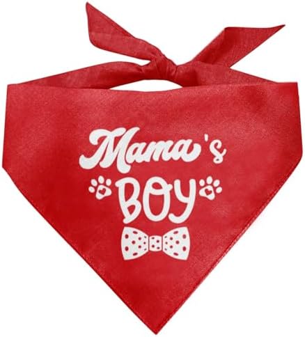 Mama’s Boy Dog Bandana, Dog Bandana, Red Pet Dog Scarf Accessories, Pet Dog Gender Revealing Triangle Scarf, Funny Cute Dog Bandana, Dog Bandana for Small Medium Large Dogs, Gift for Dog Lover (C18)