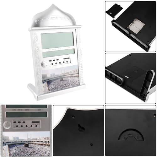 Islamic Azan Alarm Clock Muslim Prayer Clock Digital Wall Clock with Athan for Prayer Time Reminder (Silver) HA-4004 by Walfront - Used condition - Image 9