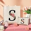 Personnalisé Alphabet Sac en Toile, Tote Bag Initiale, Sac Fourre Tout Femme, Cadeau pour Femme, Amie, Demoiselle d'honneur, Anniversaire, Mariage (S) #4