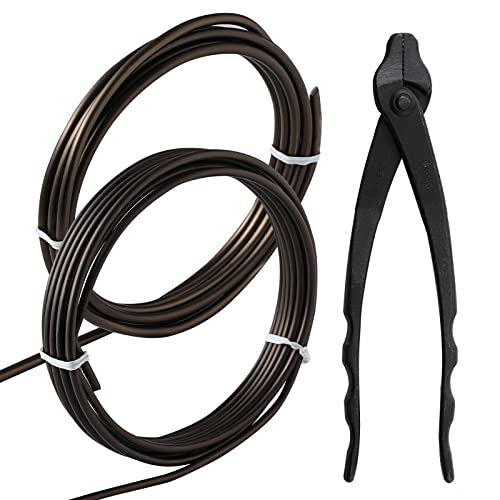 Wazakura 3Pcs Aluminum Bonsai Wire Tool Kit With 2 Sizes (4.0Mm + 5.0Mm) And Wire Cutter Made In Japan, 2 Roll Bonsai Training Wire And Pliers Starter Set - 4 Mm, 5 Mm + Wire Cutter, Brown #TOP18