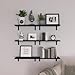 WOPITUES Wood Floating Shelves Set of 6, Shelves for Wall Decor, Farmhouse Shelf for Bedroom, Bathroom Storage Shelves, Book Shelves for Living Room-Black