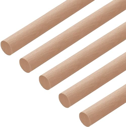 Gedotec Okrągły pręt bukowy gładki | okrągły drewniany | pręty do majsterkowania 16 x 2000 mm | 5 sztuk | drewniane pręty z drewna bukowego do majsterkowania | okrągły pręt z litego drewna | do do |