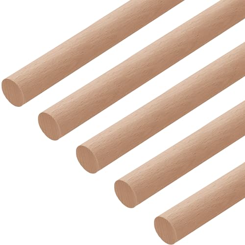 Gedotec Buchen-Rundstab glatt | Rundhölzer | Bastelstäbe 30 x 2000 mm | 5 Stück | Holzstäbe aus Buchenholz zum Basteln | Rundstab aus Massiv-Holz rund | Bastelstäbe für Holzbau-Stöcke | Holzstäbchen