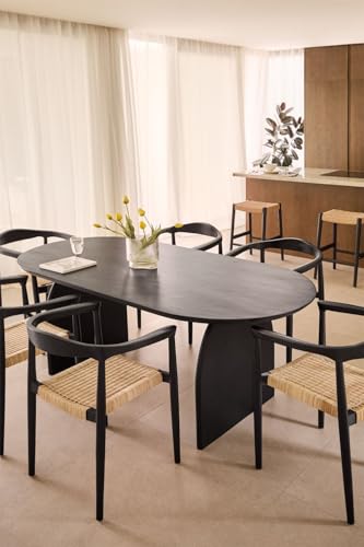 Quick Artsy Modern Black Dining Table – Rectangular Solid Wood ...