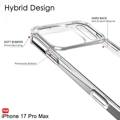 Image of TheGiftKart Crystal Clear Back Cover Case for iPhone 17 Pro Max | 360 Degree Protection | Shock Proof Design | Transparent Back Cover Case for iPhone 17 Pro Max (PC & TPU, Transparent Bumper)