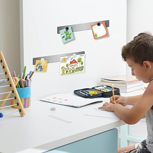 CUNQN Lot de 6 Tableaux d'Affichage Magnétiques en Métal Sans Cadre avec 10 Bandes Magnétiques pour Bureau, Maison, École – vue 3