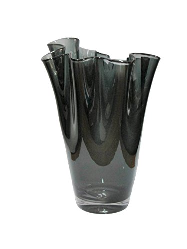 SIGNATURE HOME COLLECTION Glazen vaas mondgeblazen decoratieve vaas bloemenvaas grijs, glas, rookgrijs, 21 x 21 x 30 cm - Afbeelding 4