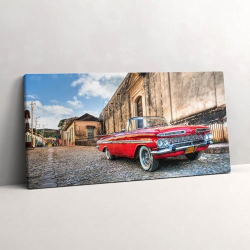 Image imprimee sur toile voiture rouge de Colombie pour une deco nostalgique