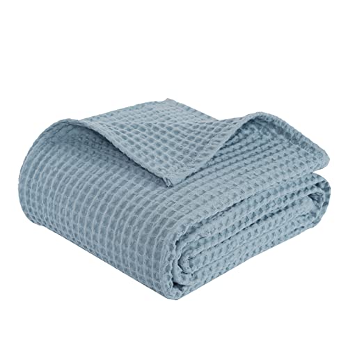 Image of PHF 100% Cotton Baby Waffle Blankets -Lightweight Washed Soft Breathable Comfortable Swaddling Receiving Sleep Blankets - 30"x 40" Baby Toddler Blanket for Boys and Girls, Dusty Blue