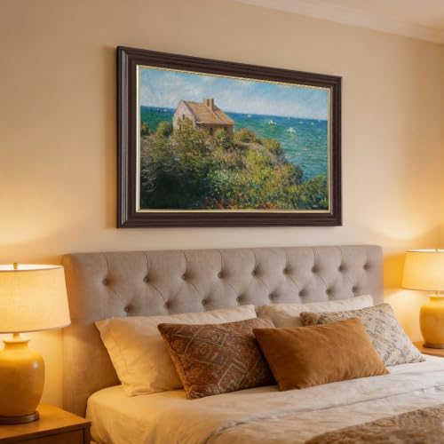 Toile Monet maison de pêcheurs tableau impressionniste encadré 40x61 - 4