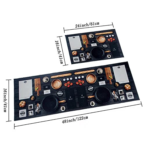 Image of HomeCloud Anti Fatigue Kitchen Rug Printed Thick Anti Slip, Washable, Big Size, Designer Folding Kitchen Mat for Home BedroomStandard Size (41 x 122 cm 41 x 61 cm) ( Kitchen Menu N)