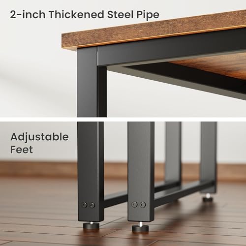 Huuger 48 x 24 inch Desk with Power Outlets & USB-C, Deeper & Thicker Desktop, Robust Metal Tubes, Computer Desk, Heavy Duty Office Desk, Work Gaming Desk for Home Office, Rustic Brown