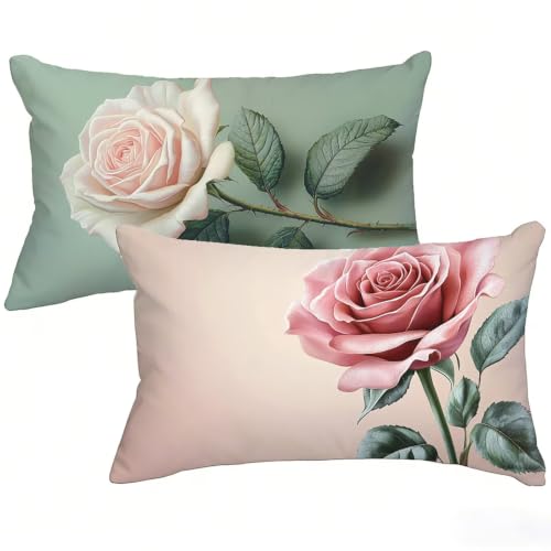 Housse de coussin 40 x 70 cm lot de 2 imperméable rose