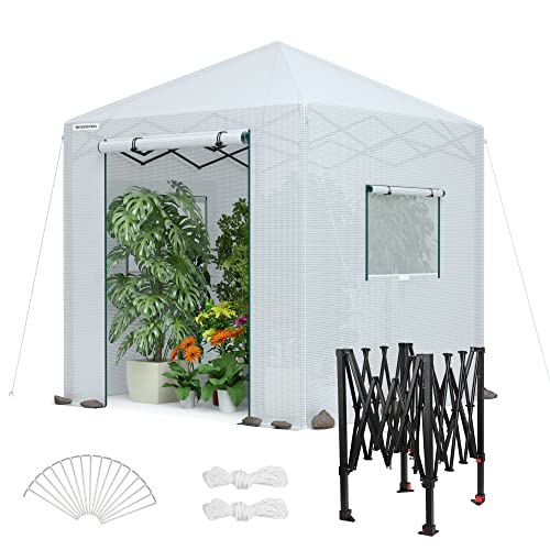 WORKPRO Greenhouse, 94”x 94”x 99” Pop-up Greenhouse for Outdoors , Heavy Duty Gardening House with Sturdy PE Cover, Roll-up Entry Doors and 2 Screen Windows, for Patio, Backyard, Balcony 94"