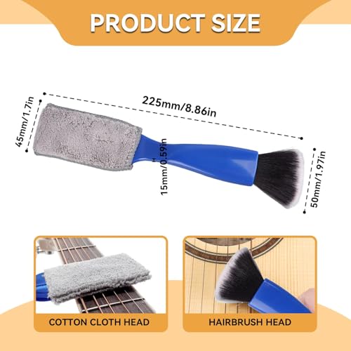 Guitar Cleaning Tool, 2-in-1 Guitar String Cleaner Fretboard Duster Brush, Comfortable Grip Dust Remover for Violin/Bass/Ukulele/Piano/Banjo Mandolin Musical Instrument Cleaning Maintenance Care - Thumbnail 2