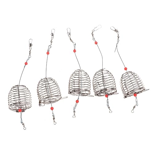 MUSISALY 5Pcs Stainless Steel Fishing Bait Cage Portable Durable Fishing Basket Feeder Holder for Enhanced Catching Effect for Fishing Lovers