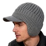 Générique Mütze mit Visier – Strickmütze, warm, warm, atmungsaktiv, für Snowboarden, Wandern, Angeln, Eis, Pendeln, Arbeit, Outdoor, Schnee, Radfahren, Camping, Picknick