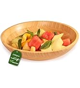 ZTHapwa Bamboo Salad Bowl, 12'' Large Fruit Bowl for Kitchen Counter, Bamboo Wooden Big Serving B...