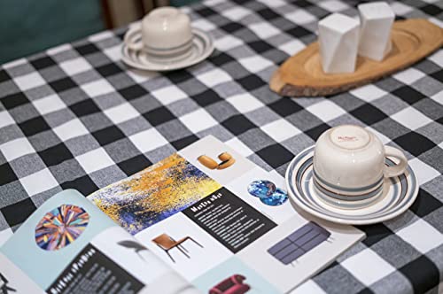 Whitewrap Buffalo Check Tablecloth |Black And White|60”X60”| Indoor Outdoor, Restaurant, Hotel Quality| Gingham Table Décor | Table Protector For Picnic, Party And Dinner| Tabletop Washable Farmhouse #TOP4