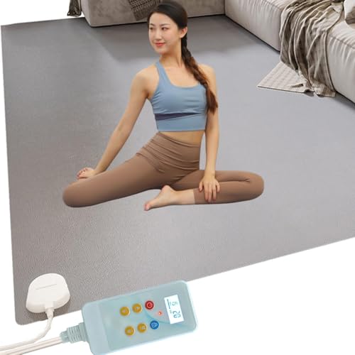Alfombra calefactora, calefactor de suelo radiante, alfombra eléctrica de grafeno con temperatura ajustable y temporizador de 12 horas, por suelo radiante para sala de yoga(200x80cm)